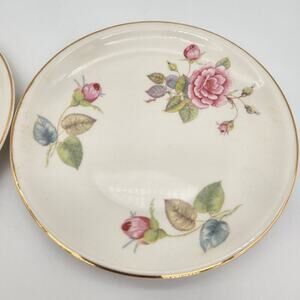 2 The‎ Paden City Pottery Co Made In USA Plates/Trinket Dishes Rose Design Gold